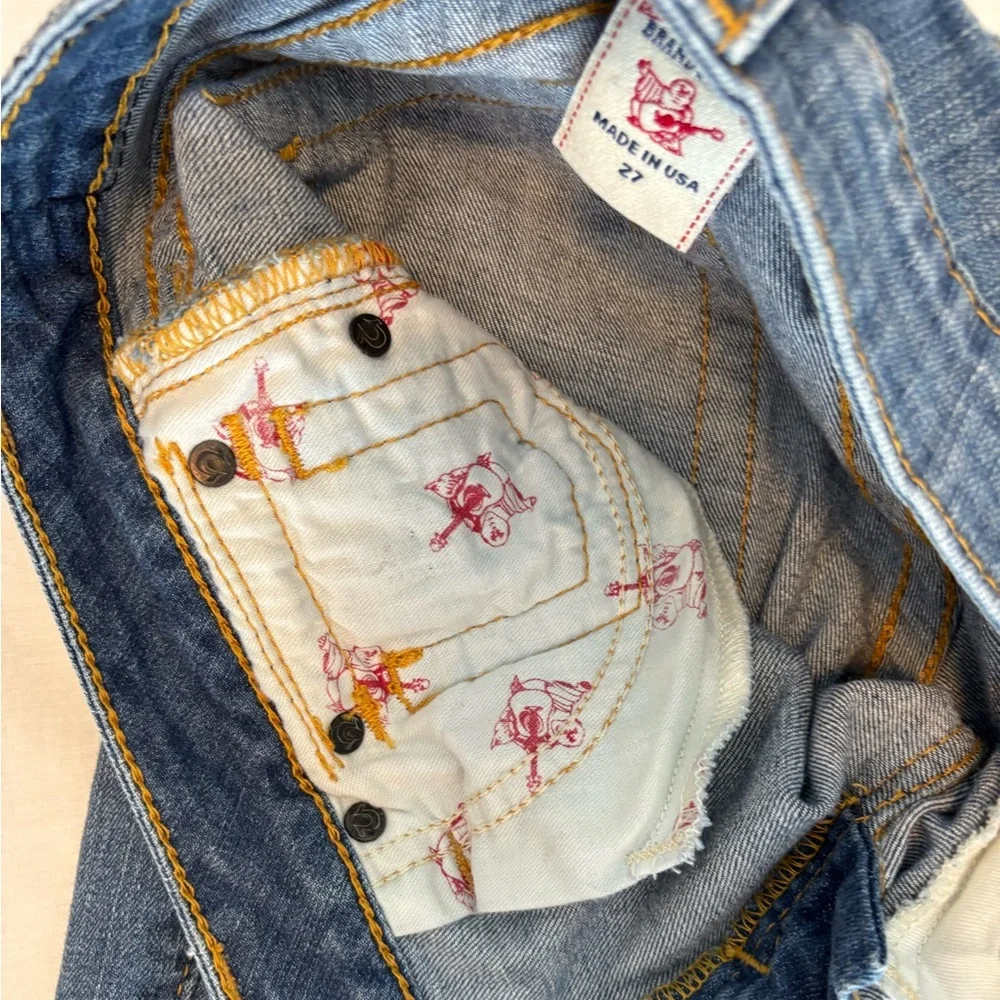 True Religion Women’s Hi Rise Bootcut Jeans 27 Made in USA Distressed Y2K - Picture 11 of 14